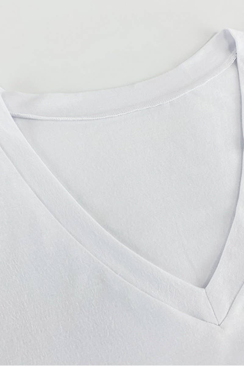 CWSBSS0044_SOLID COLOR V-NECK SHORT-SLEEVED BODYSUIT