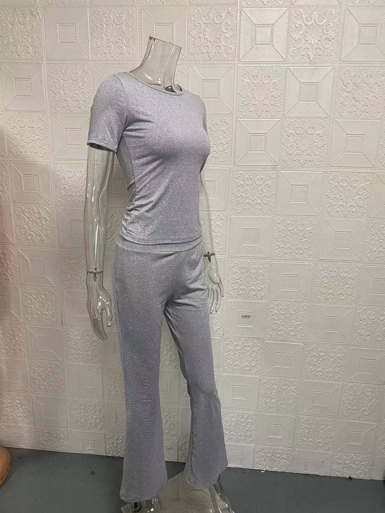 Crop top long sleeve flared trousers slim suit