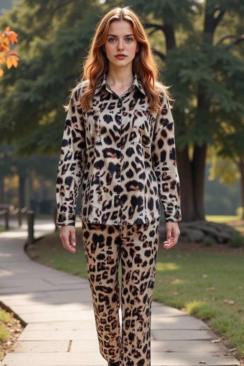 CWSPJ0422_LEOPARD PRINT LONG SLEEVE PAJAMA SET