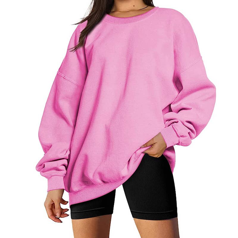 Basic solid-color long-sleeved pullover hoodie