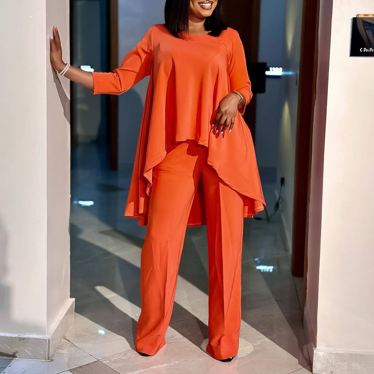 OVERSIZED TOP AND WIDE-LEG PANTS TWO-PIECE SET_CWSTB1141