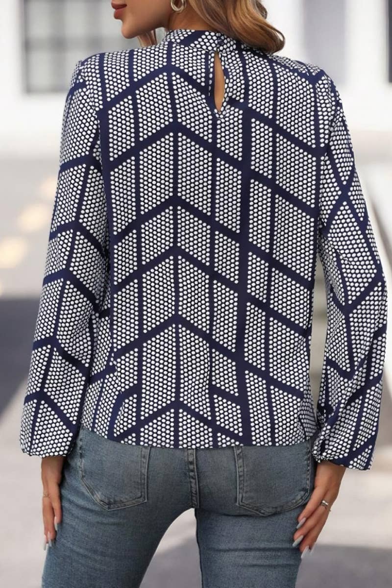 CWTBLL1068_AUTUMN LONG SLEEVE PRINTED CREW NECK TOP