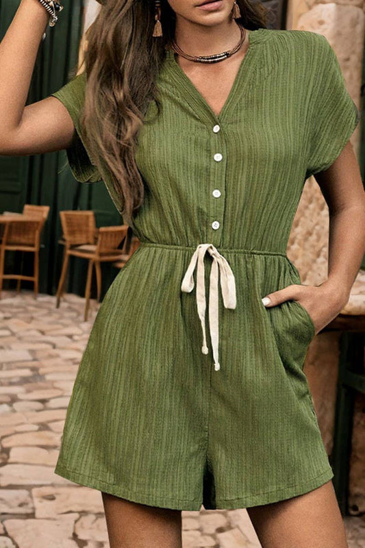 CWSJS1092_V-NECK PLEATED HALTER-BACK JUMPSUIT