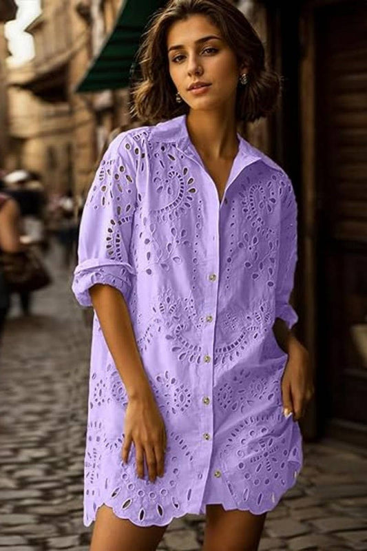 CWTDSS0072_SOLID LOOSE EMBROIDERED HOLLOW OUT SHIRT TOP