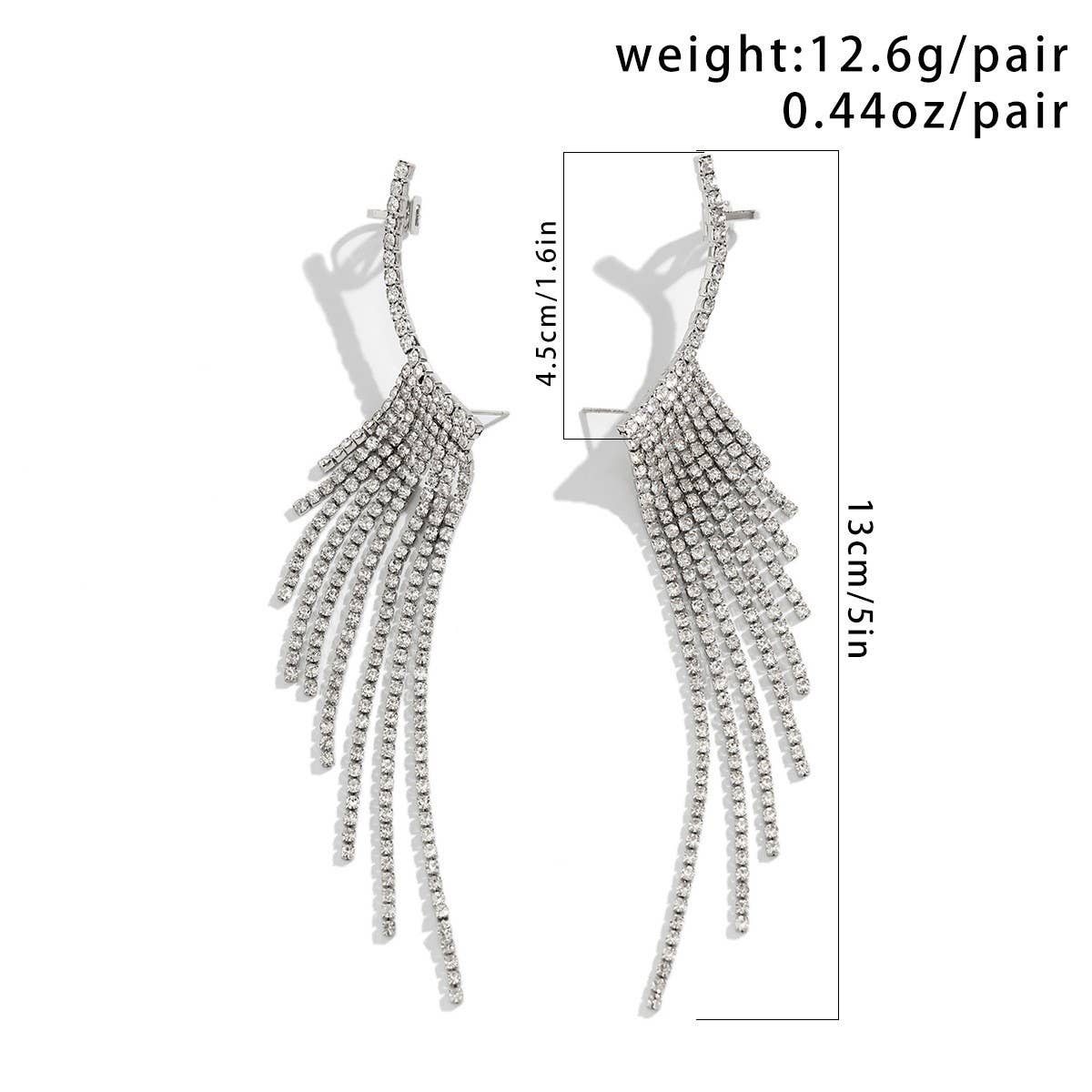 FRENCH STYLE TASSEL RHINESTONE EARRINGS
