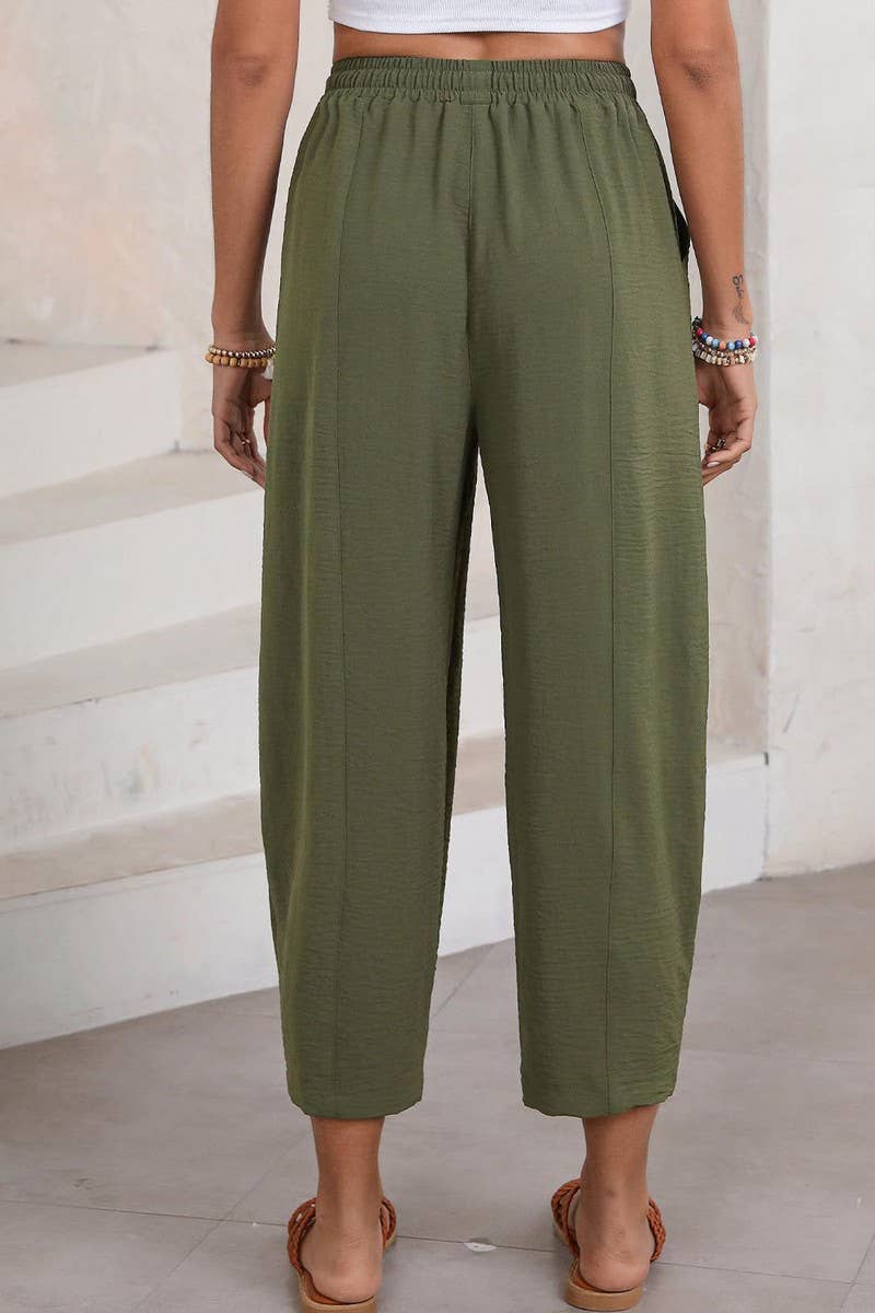 CWBLP1851_HIGH WAIST LOOSE DRAWSTRING POCKET TROUSERS