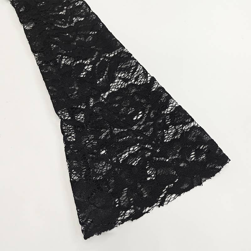 A slim high-slit lace patchwork fashion dress