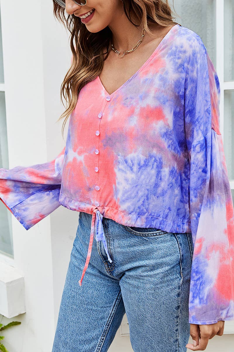 CWTTL2025_FASHION TIE-DYE CASUAL SINGLE-BREASTED T-SHIRT