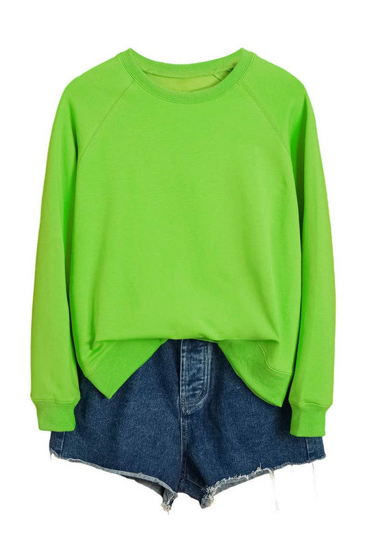 CWTBLL01327_ROUND NECK SOLID COLOR HORN SLEEVE SWEATSHIRT