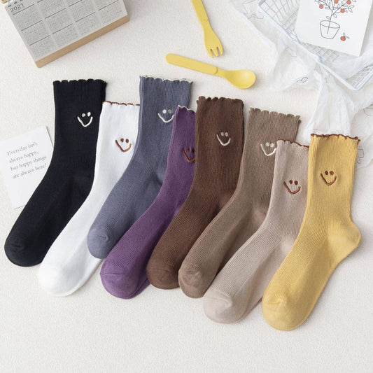 NEW STYLE CARTOON SMILEY FACE EMBROIDERED SOCKS_CWMS1406