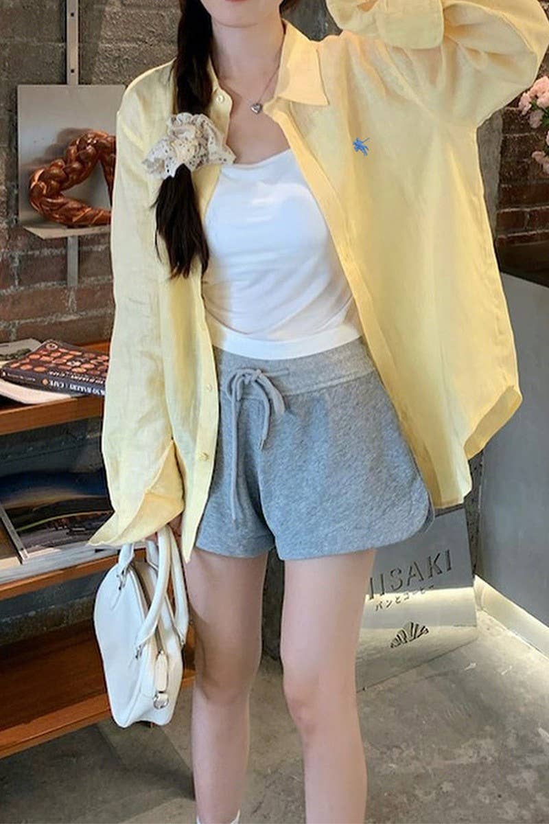 CWTSTL01010_CASUAL LOOSE SOLID LONG SLEEVE SHIRT