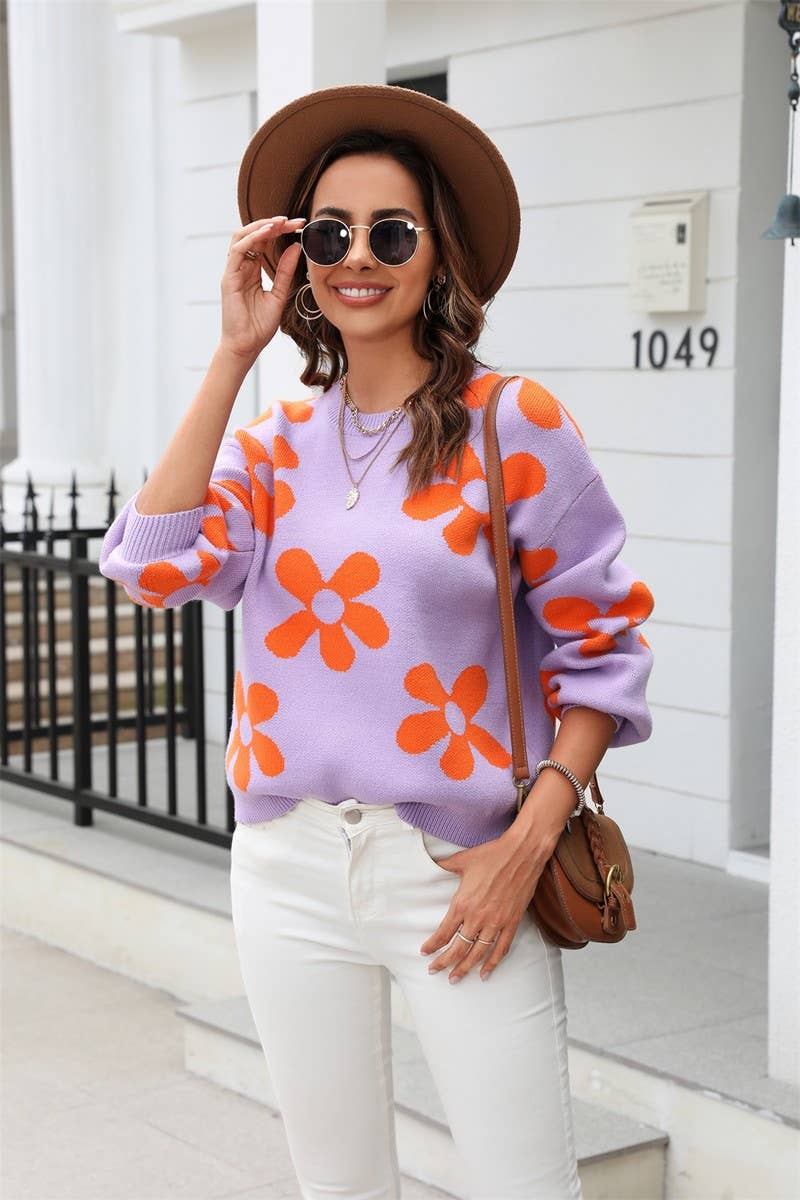 CWOSWL1658_Crew Neck Long Sleeve Pullover Sweater