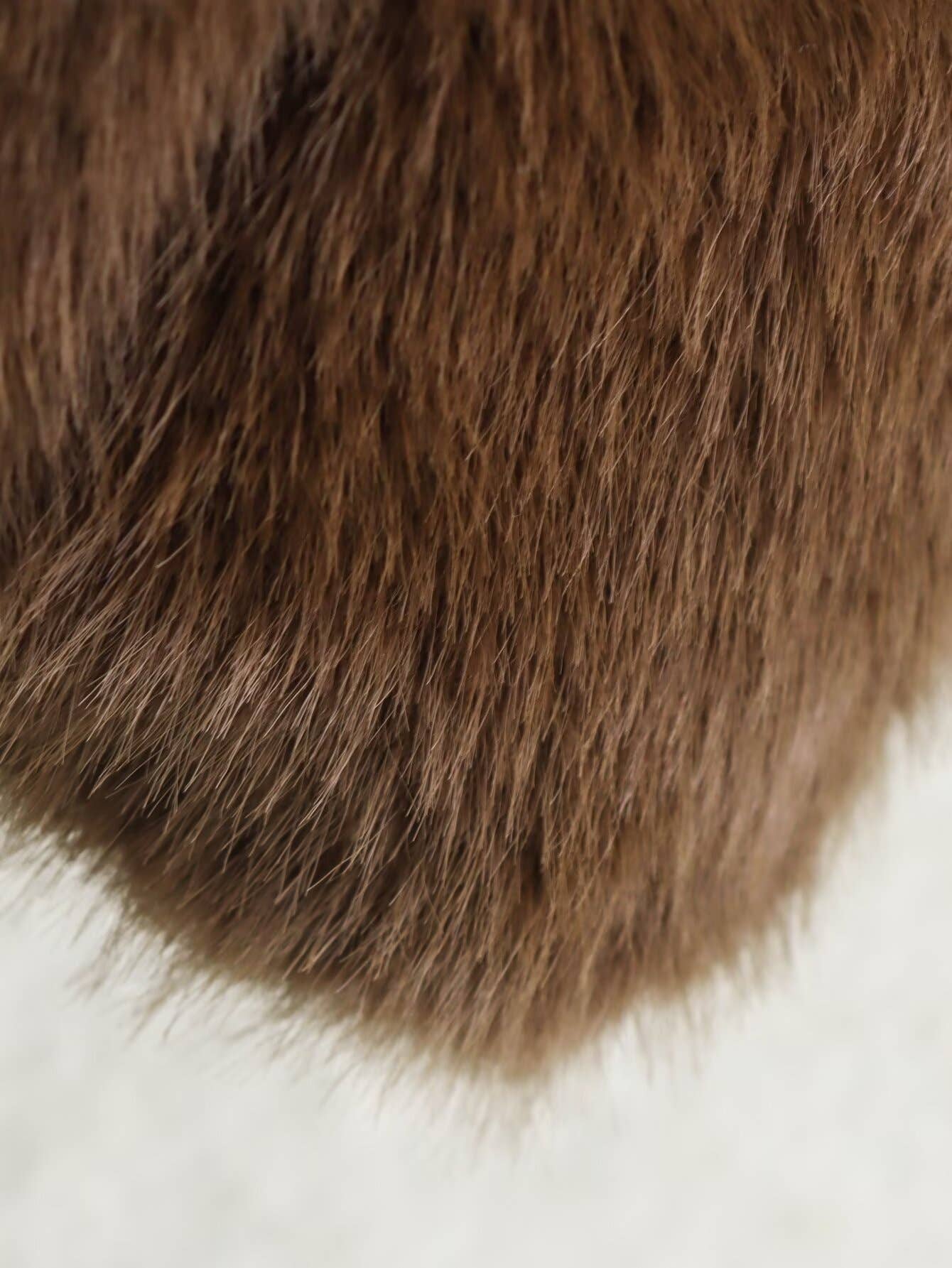 Artificial fur lapel long-sleeved woolen coat