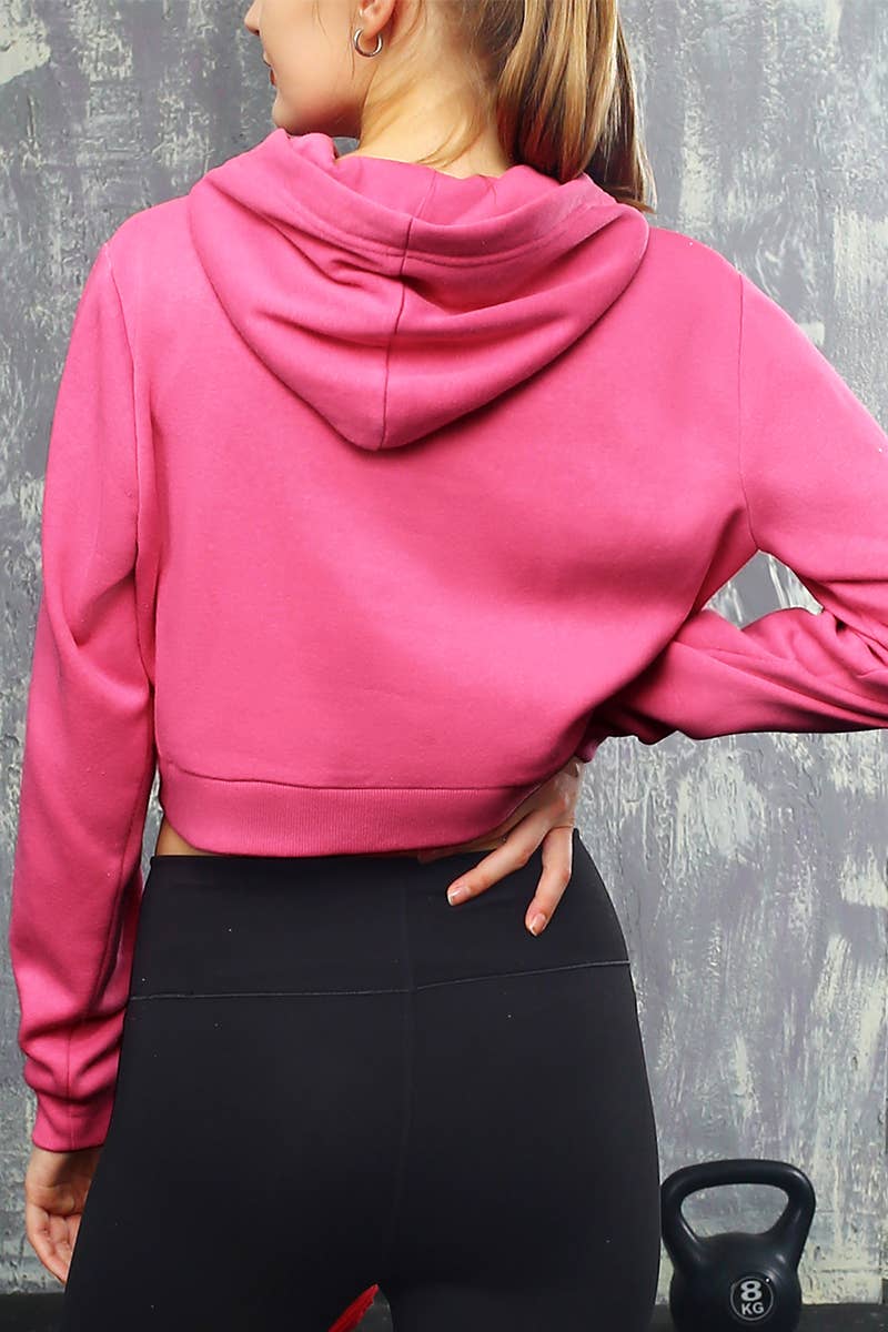 CWOHOL428_Lightweight Pullover Hoodie Cropped Sweatshirt