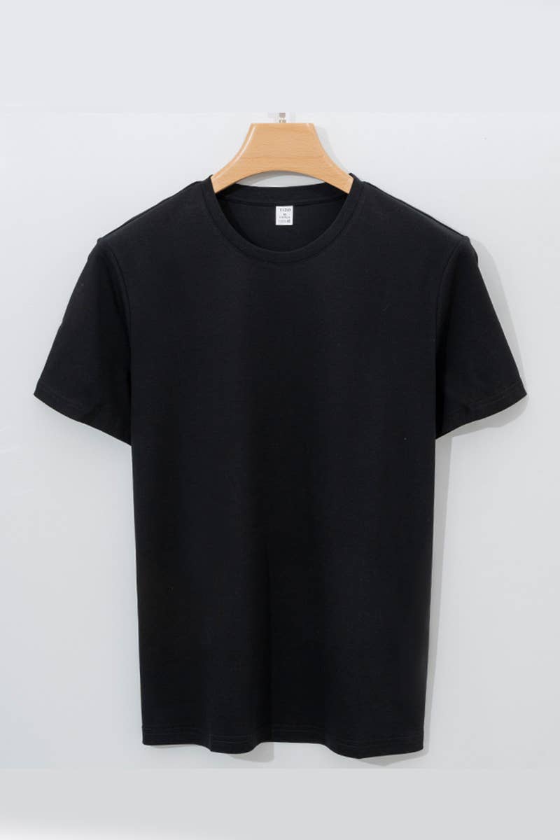 CWTBLS1785_CASUAL SOLID COLOR ROUND NECK MEN'S T-SHIRT