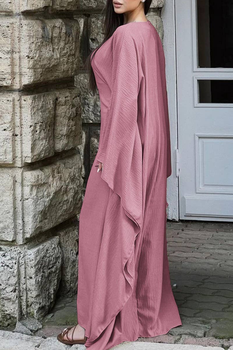 CWDMD01186_ELEGANT SOLID LONG SLEEVE EVENING DRESS