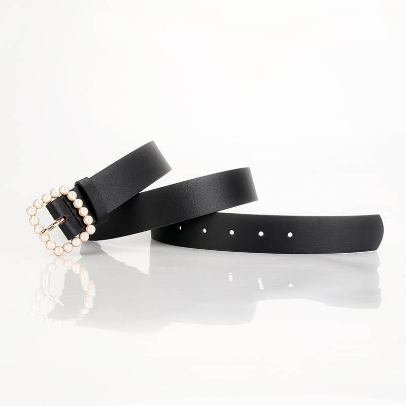 Fashionable square-shaped pearl buckle belt