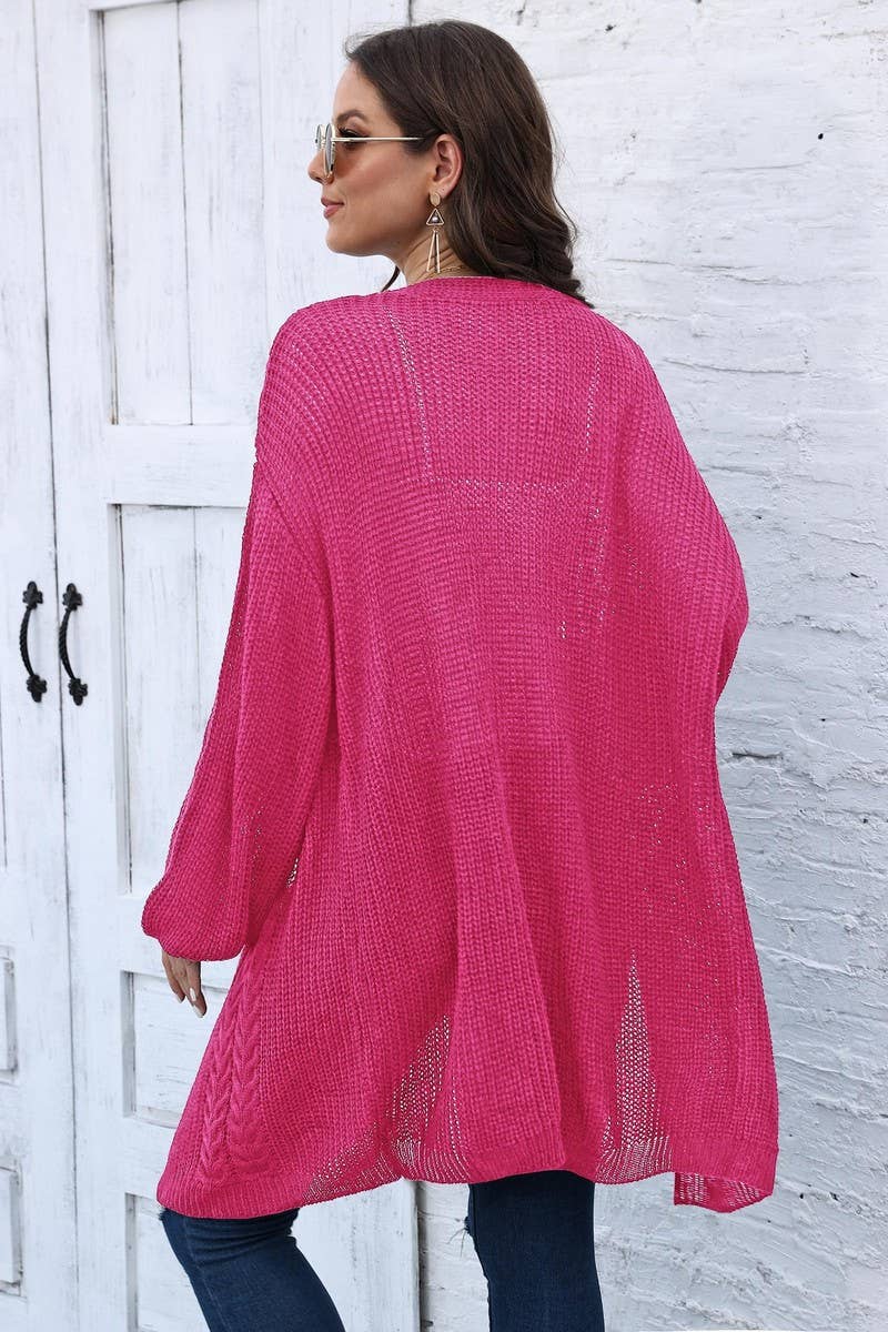 CWOSWL07343_WOMENLOOSE KNIT CARDIGAN SWEATER