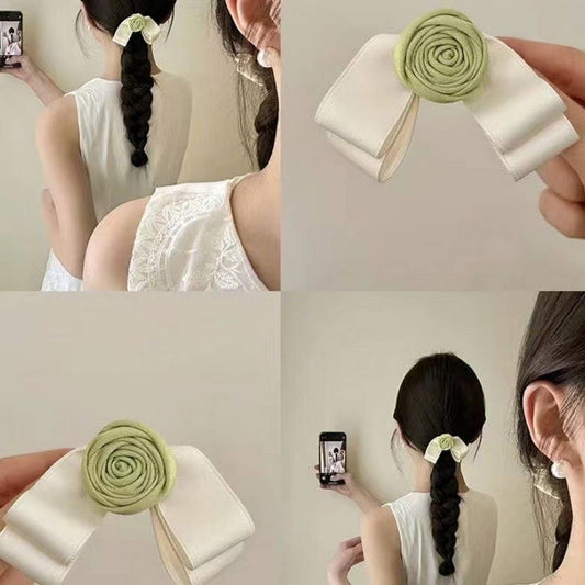 ROSE BOW EDGE CLIP DUCK BILL HAIR CLIP_CWAHA1276