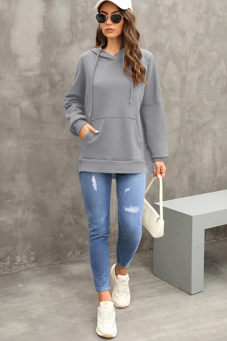 CASUAL TEXTURED HOODIE WITH LARGE POCKET HOODIE