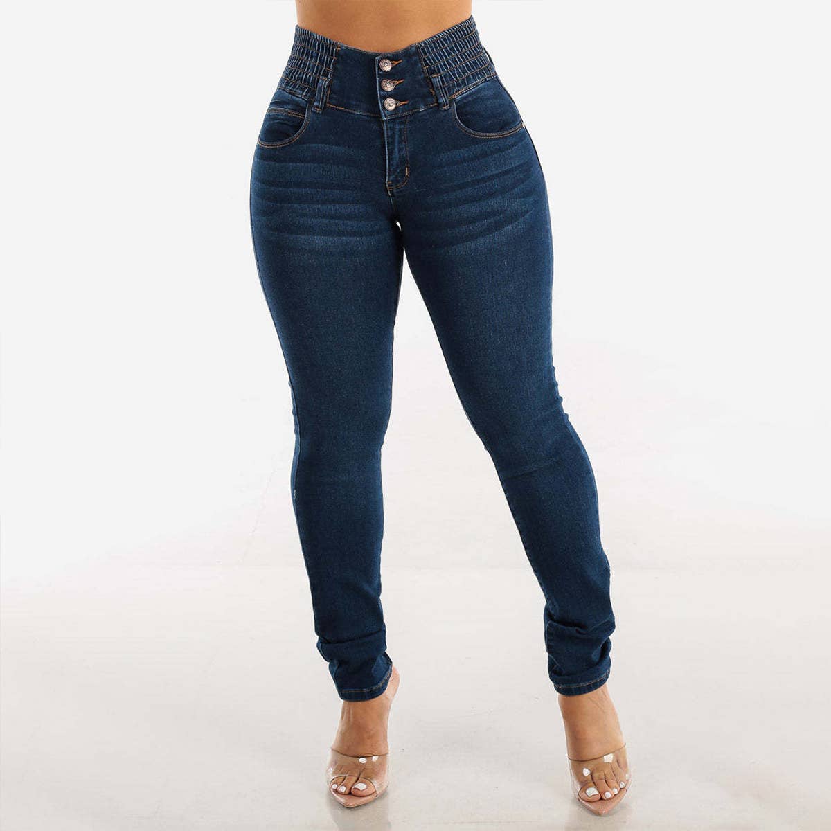 Breasted pencil pants slim wash skinny jeans