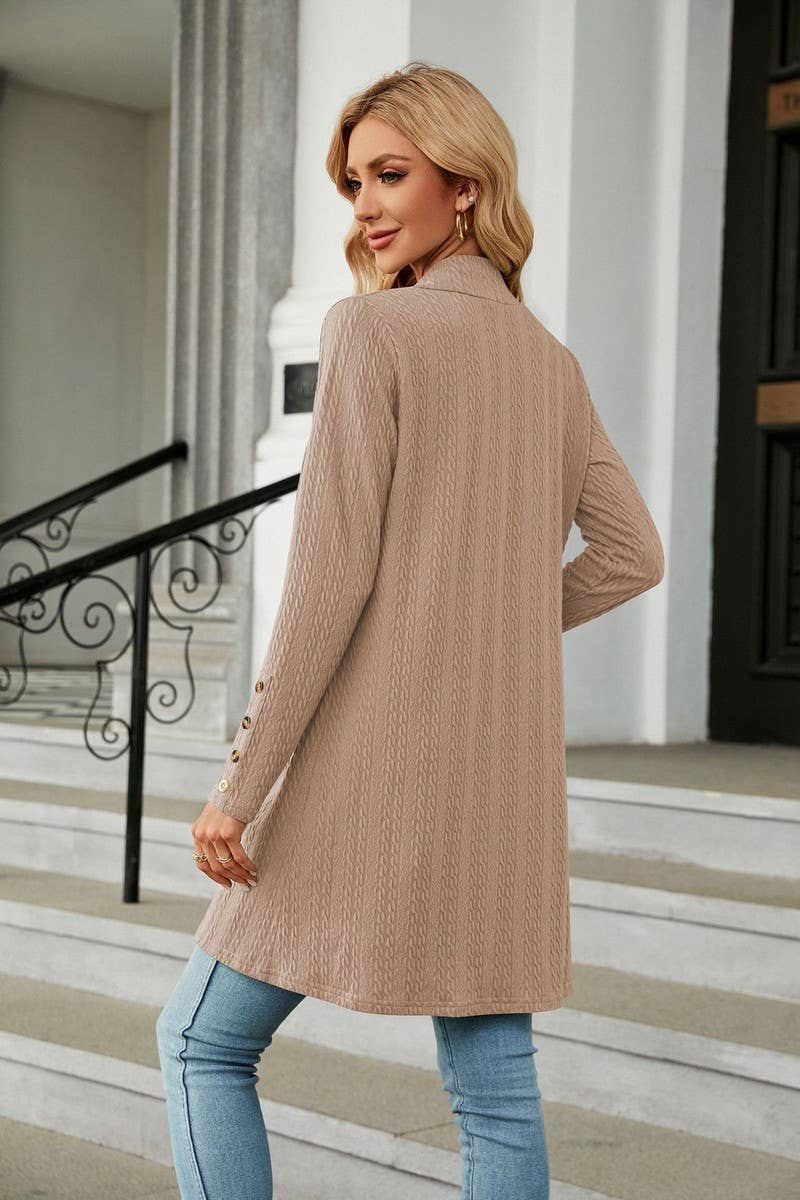 CWOCAL1937_SOLID COLOR BUTTON LONG SLEEVE CARDIGAN COATS