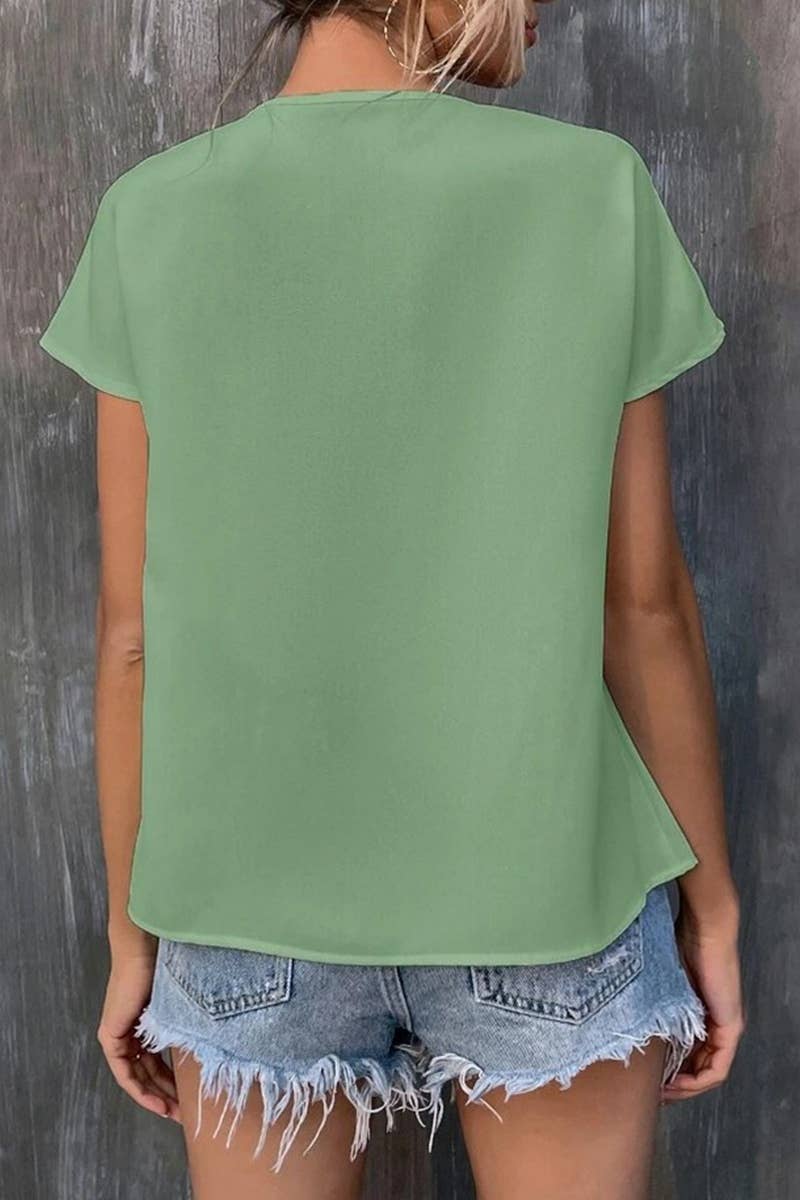 CWTSTS0662_SUMMER EMBROIDERED TASSEL TIE NECK SHIRT