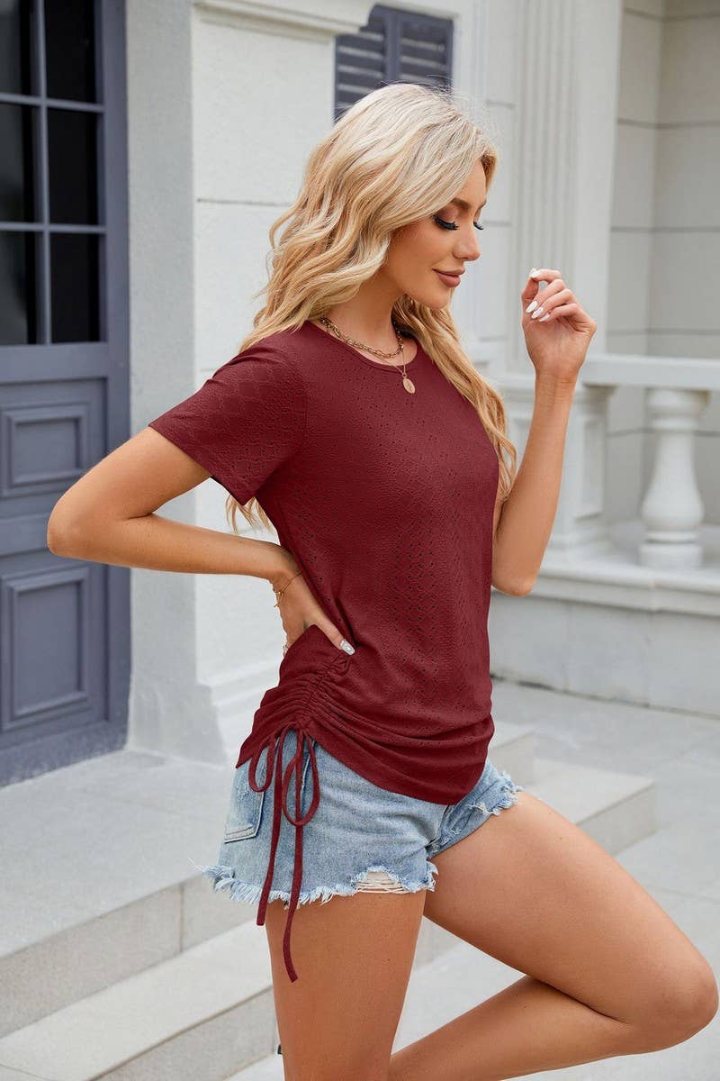 CWTTS0818_Round Neck Short Sleeve Knit Top