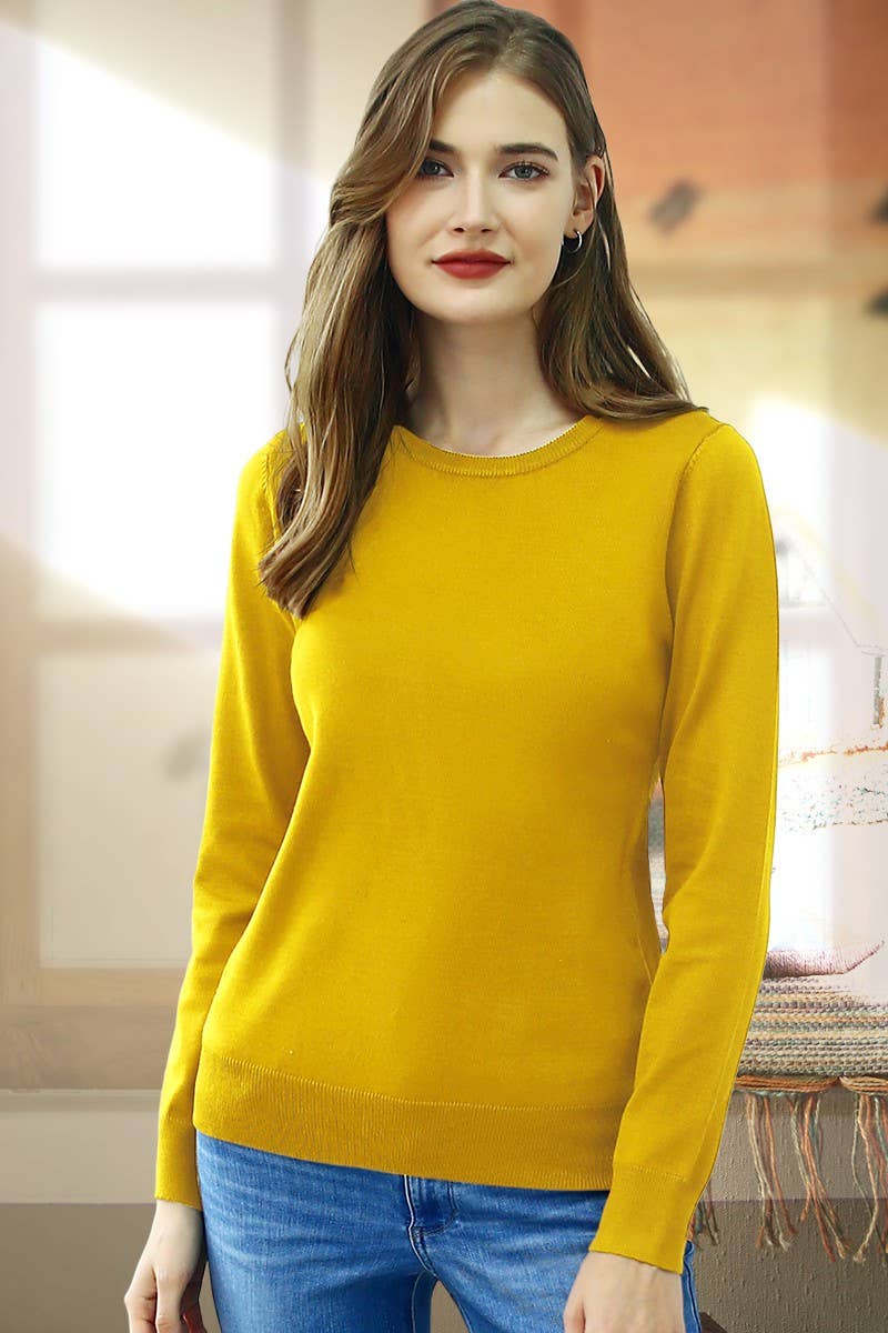 AWOSWL283-P_LONG SLEEVE CREW NECK PULLOVER SWEATER