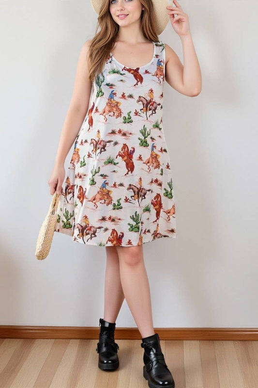 CWDSD10524_DIGITAL PRINT SLEEVELESS TANK DRESS