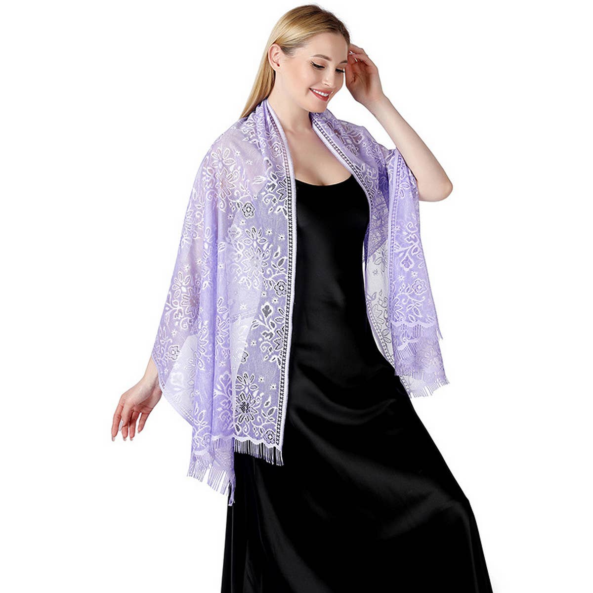 Floral Lace Tie-Dye Shawl ? Bridal Evening Wrap