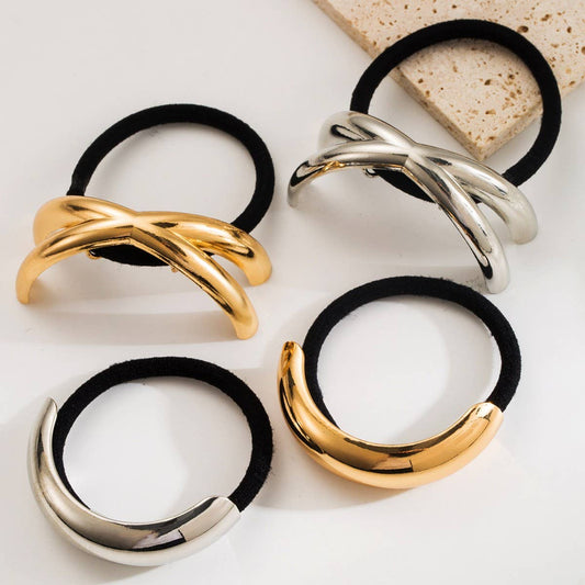 Minimalist Metal Cross Hair Tie for Ponytails