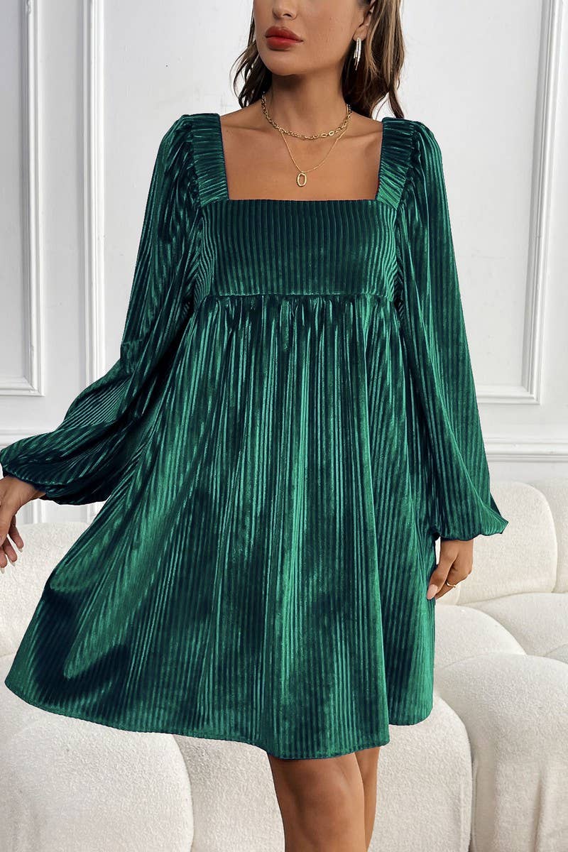 CWDSD7267_AUTUMN VELVET SQUARE NECK HALTER DRESS