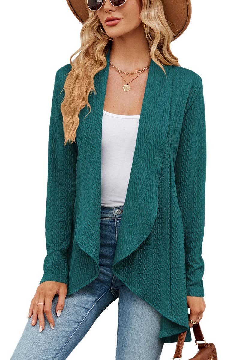 CWOCAL1936_LONG-SLEEVED SOLID COLOR LOOSE KNITTED CARDIGAN