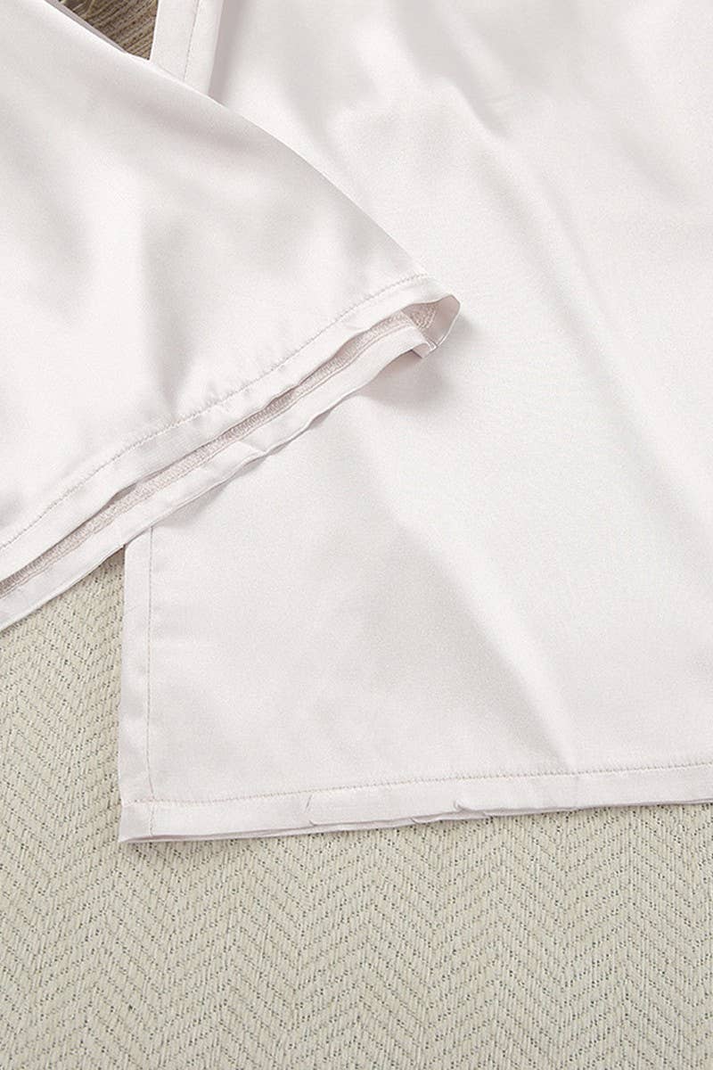 CWSPJ0098_SOLID COLOR LONG SLEEVE SHIRT PANTS PAJAMAS SET