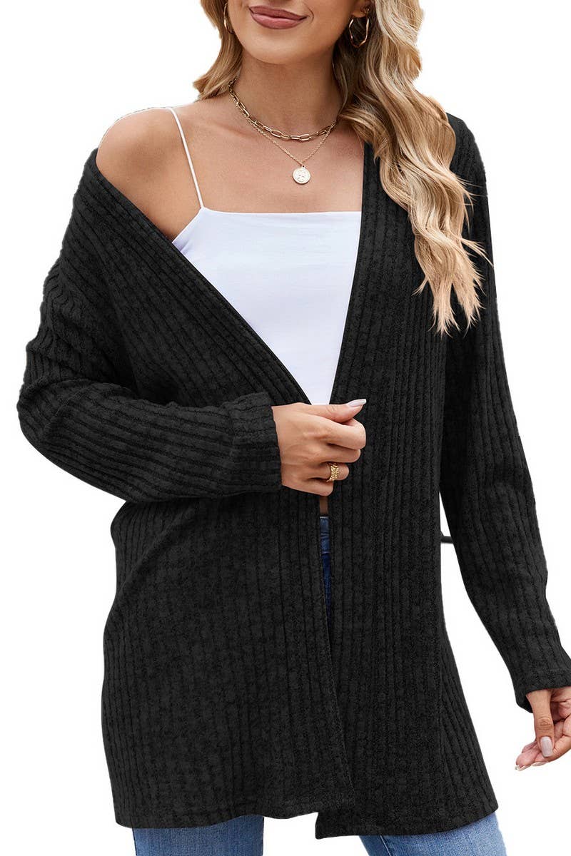 CWOCAL1917_LONG-SLEEVED FITTING BRUSHED KNITTED CARDIGAN