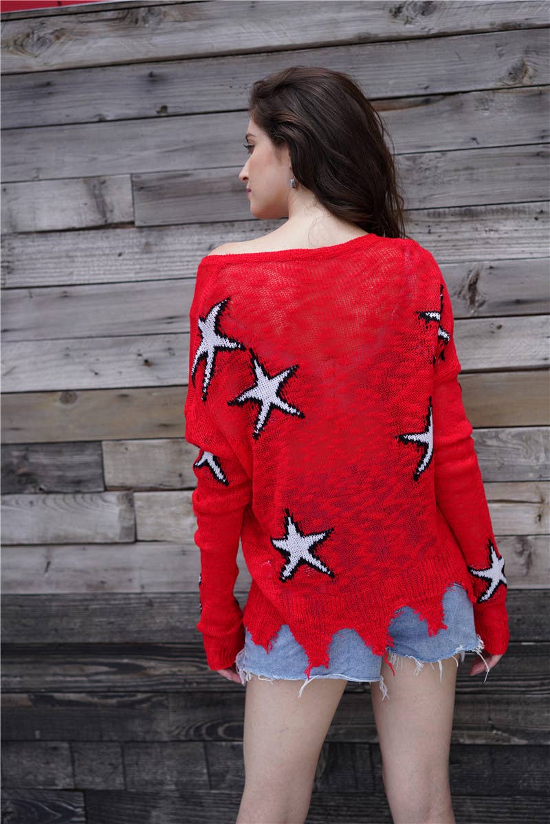 CREW NECK JUMPER GEOMETRIC LOOSE SWEATER
