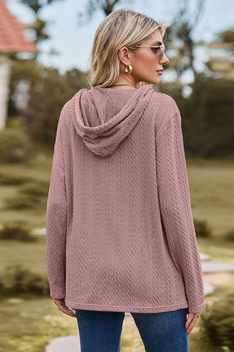 CWOHOL1097_SOLID COLOR HOODED LOOSE LONG-SLEEVED SWEATSHIRT