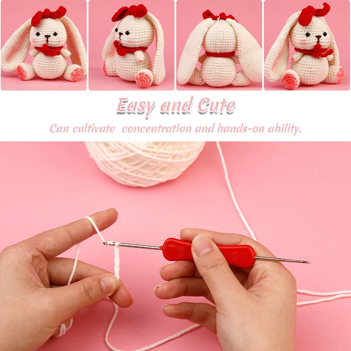 HANDMADE YARN RABBIT CROCHET DOLL MATERIAL PACKAGE