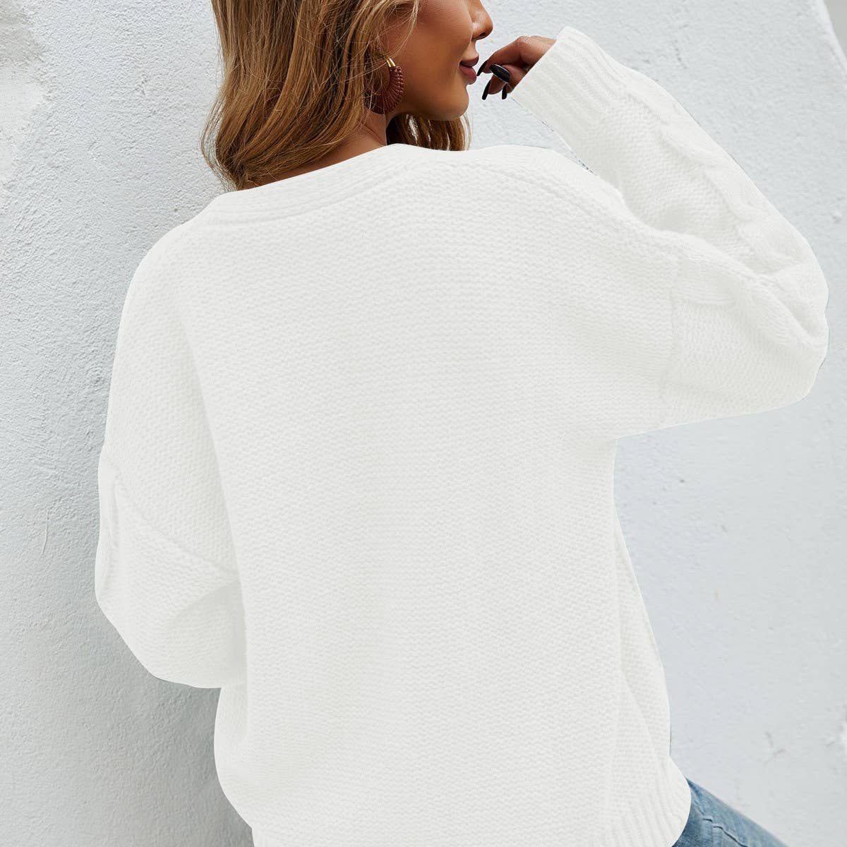 Cardigan buttons decorated striped knitwear