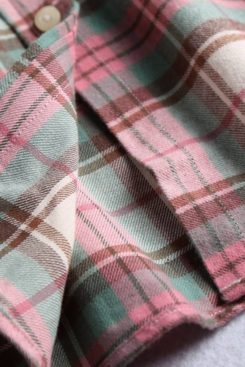 CWTSTL2241_LAPEL BRUSHED FLANNEL THICKENED PLAID SHIRT