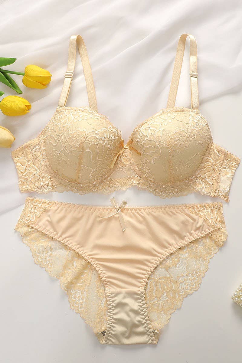 CWMU00267_LACE UNDERWIRE PUSH-UP BRA & PANTY SET