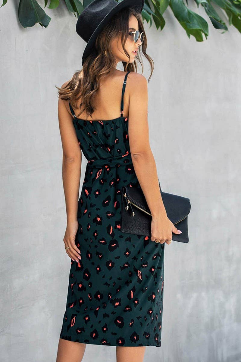 CWDSD2704_V Neck Print Sleeveless Print Dress