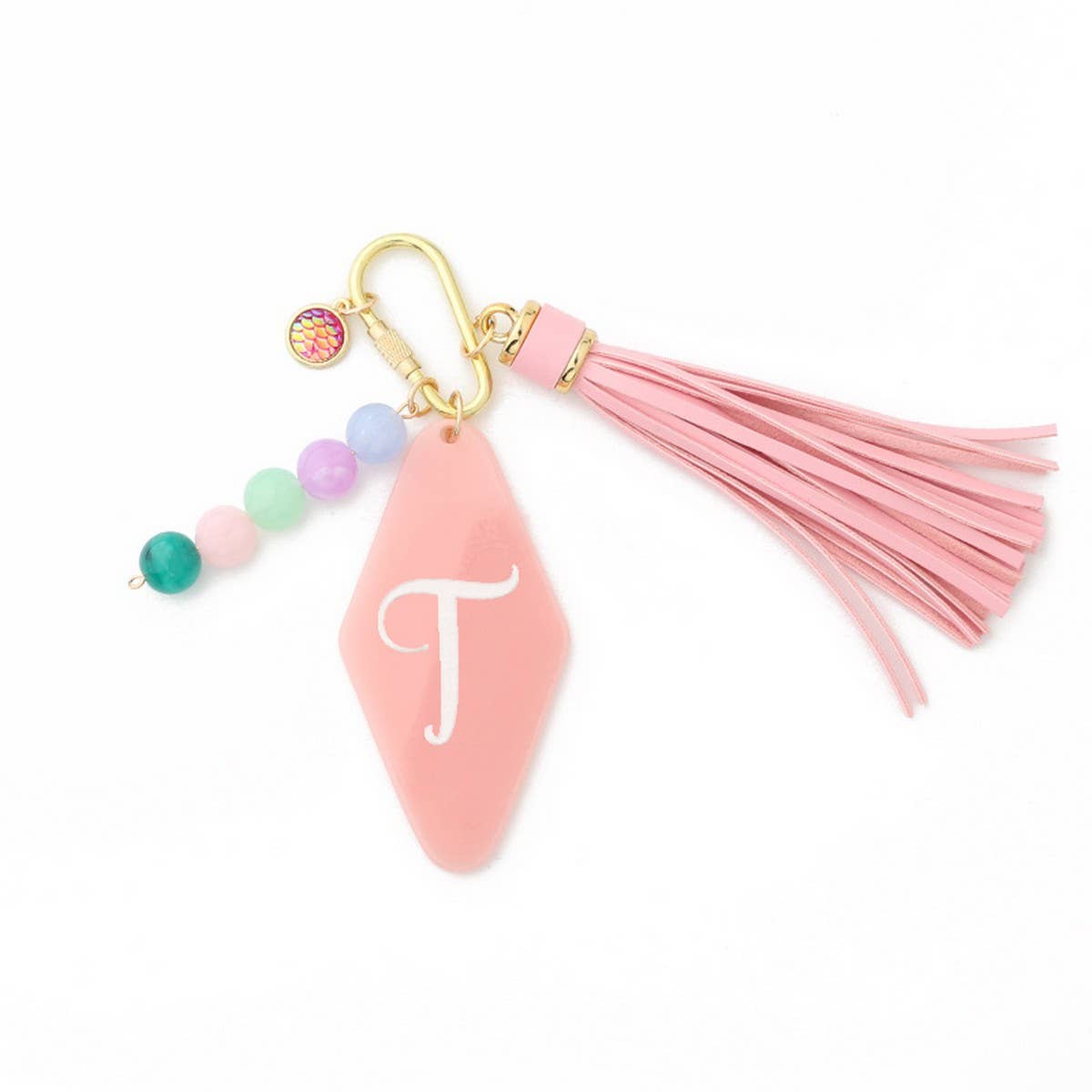 Geometric Acrylic Letter Bag Charm Keychain