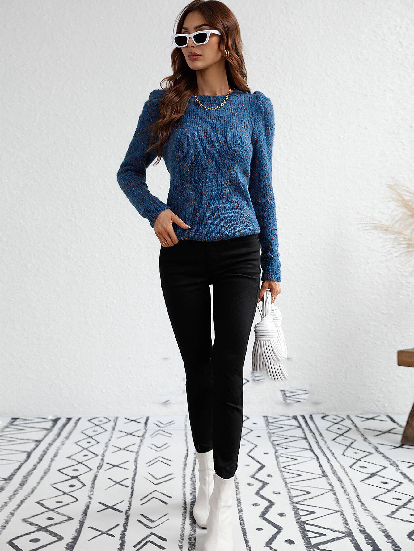 CWOSWL1405_Crew Neck Pullover Casual Sweater