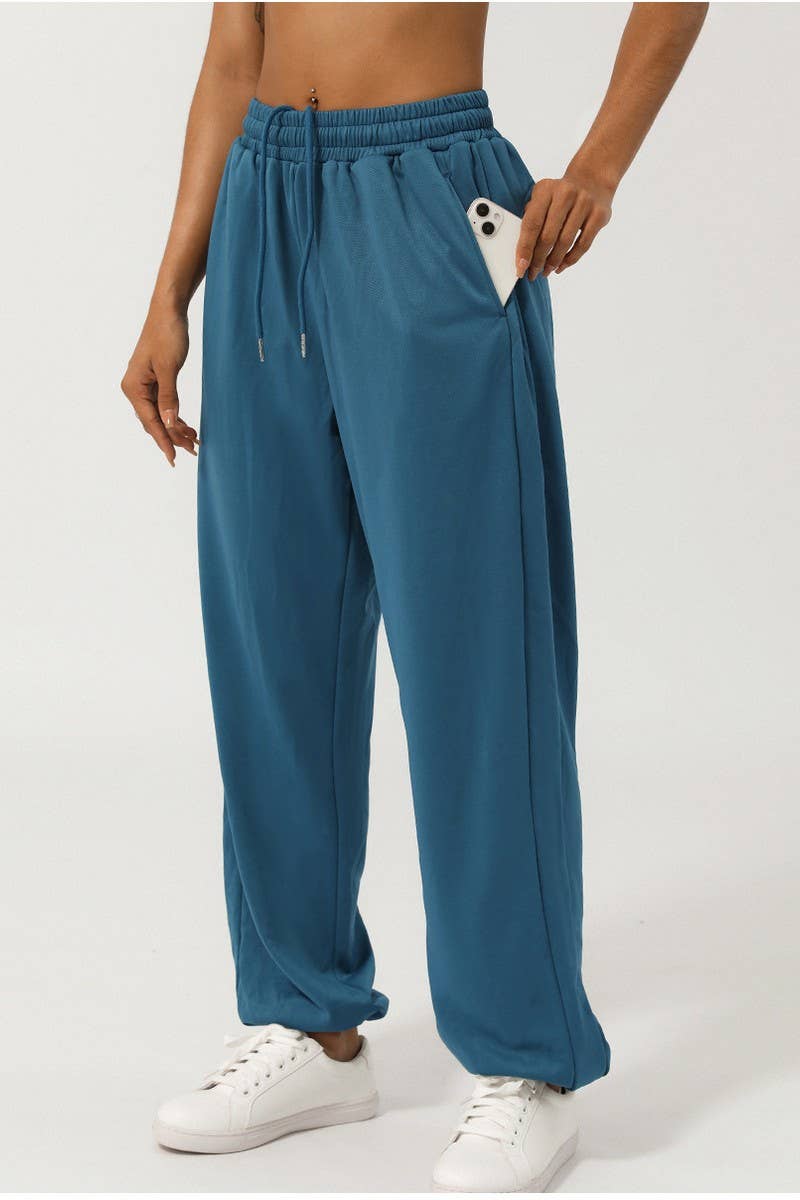 CWBLP1233_SOLID HIGH WAIST DRAWSTRING SWEATPANTS