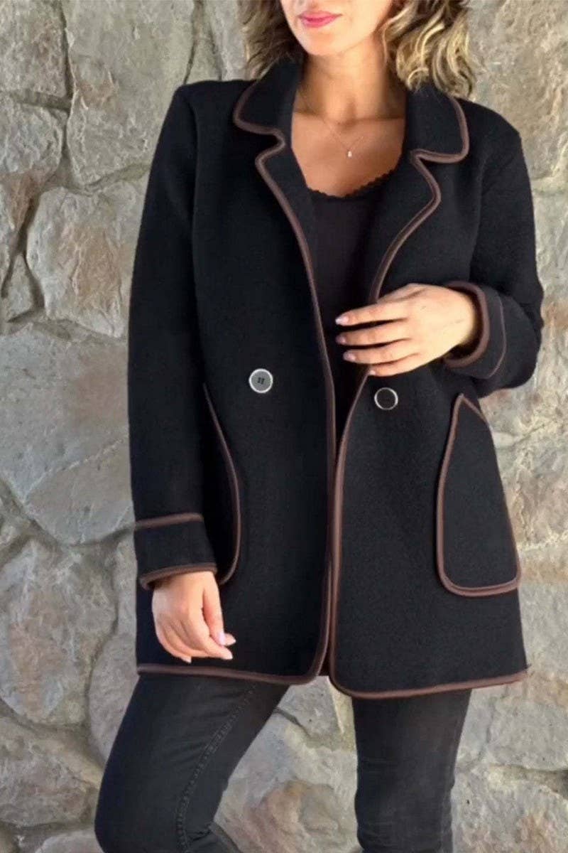 CWOCO1084_TEMPERAMENT SUIT COLLAR DOUBLE-FACED WOOLEN COAT