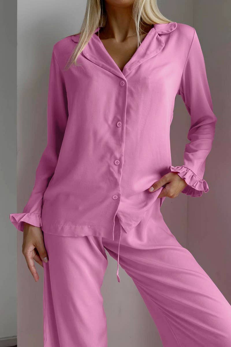 CWSPJ0309_RUFFLED LONG-SLEEVED TROUSERS SLEEPING SET