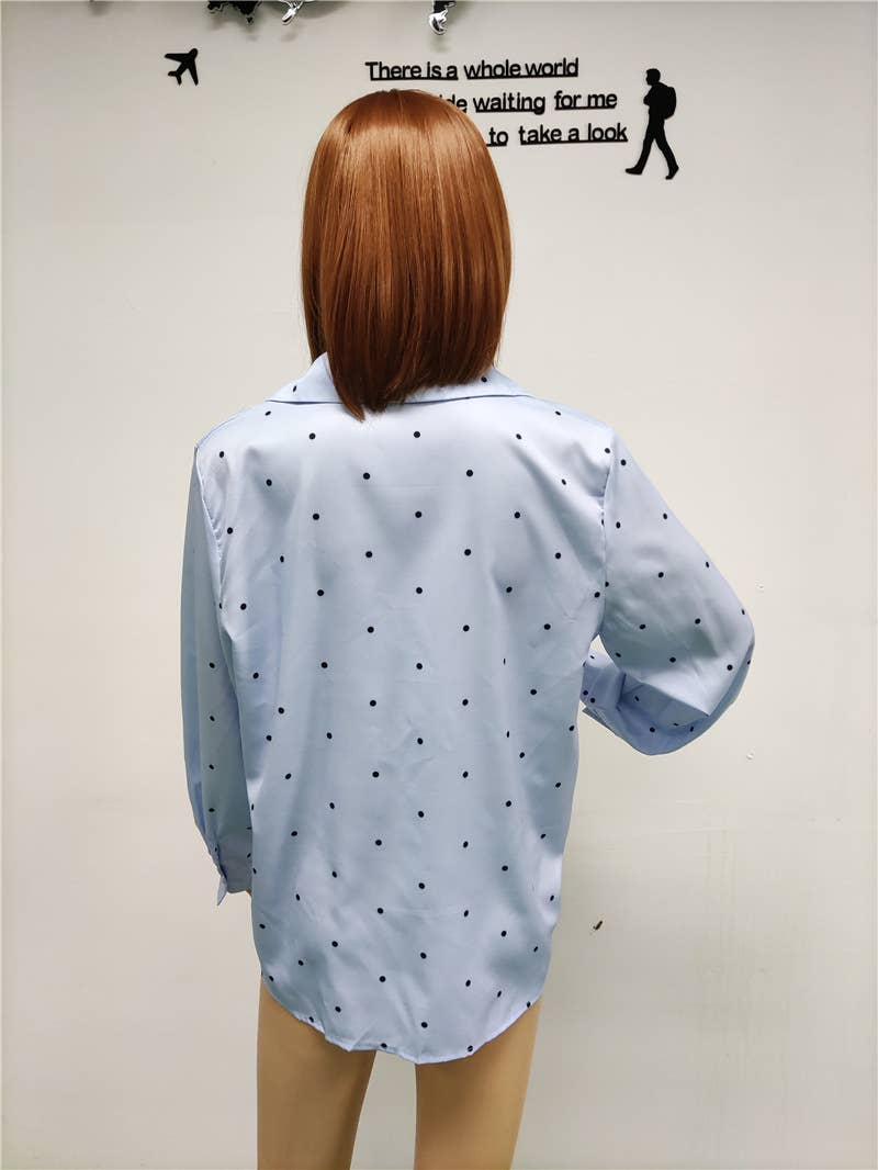 BUTTON-DOWN POLKA-DOT LONG-SLEEVED POCKET SHIRT
