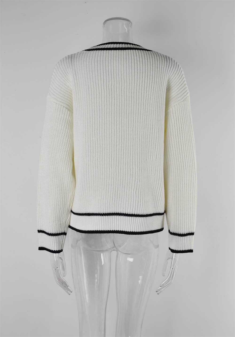 COLOR MATCHING POCKET COAT V-NECK SWEATER LADY